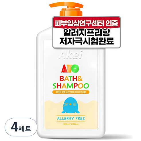 아케이 아토 바스앤샴푸 알러지프리향, 1.1L, 4개