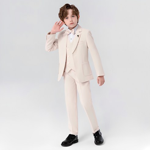 오렌지다몸 남아용 댄디보이 커피브로치 나비타이 정장 세트