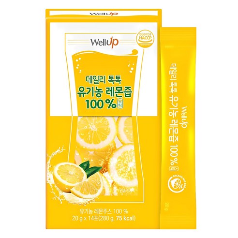 웰업 데일리 톡톡 유기농 레몬즙 14p, 1개, 280g