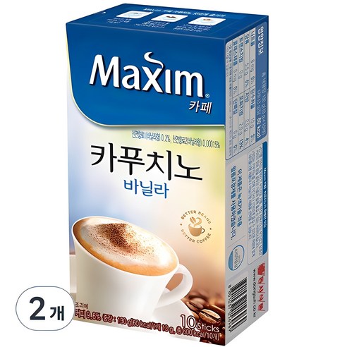 맥심 카페 카푸치노 바닐라 커피믹스, 13g, 10개입, 2개