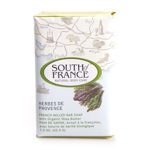 South Of France 프렌치 밀드 바 솝 With 오가닉 시어 버터, 42.5g, Herbes De Provence