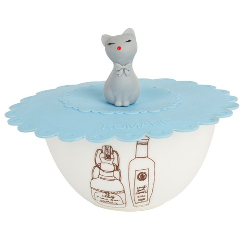 실리콘 찬기뚜껑 중, 고양이-블루, 1개
