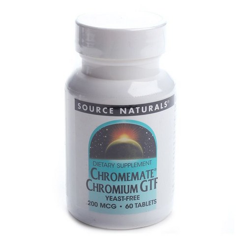 Source Naturals 크롬메이트 크롬 GTF 200 mcg 타블렛, 1개, 60정