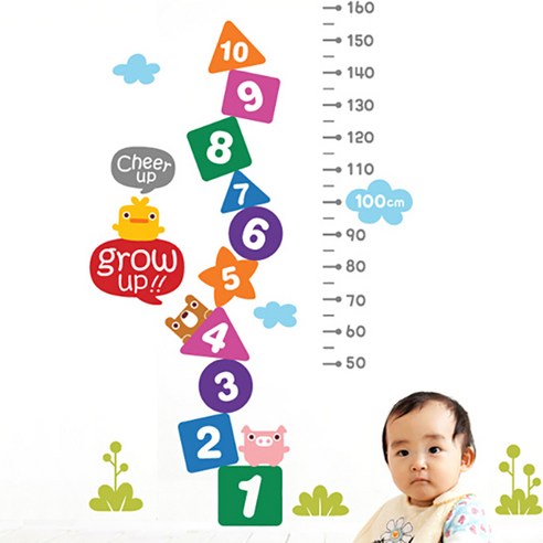 [제제데코] 키재기스티커 숫자야놀자, 1개, 색상