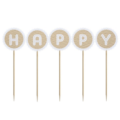 와니데코 미니파티픽 HAPPY, 베이지, 1개