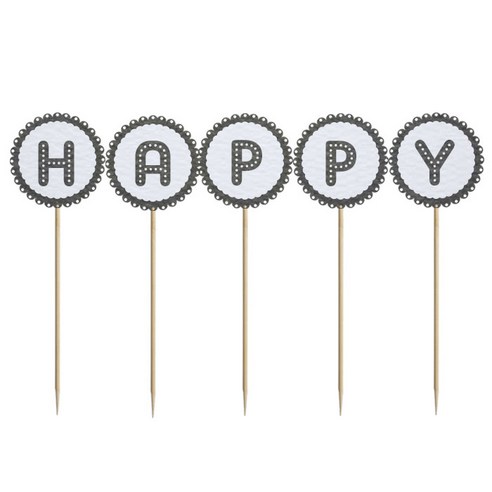 와니데코 미니파티픽 HAPPY, 화이트+다크그레이, 1개