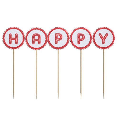 와니데코 미니파티픽 HAPPY, 화이트+레드, 2개