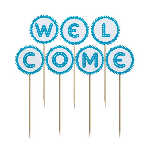 와니데코 미니파티픽 WELCOME, 화이트+스카이블루