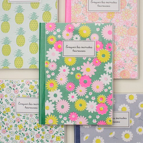 아프로캣 리소그라피 노트, 핑크플라워, 1개