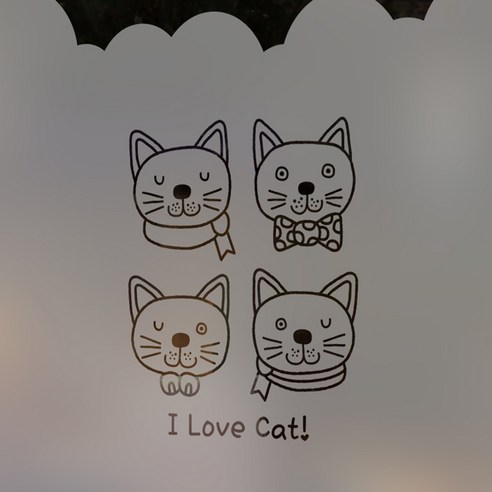 고급컷팅안개시트_아이러브캣_90x45cm