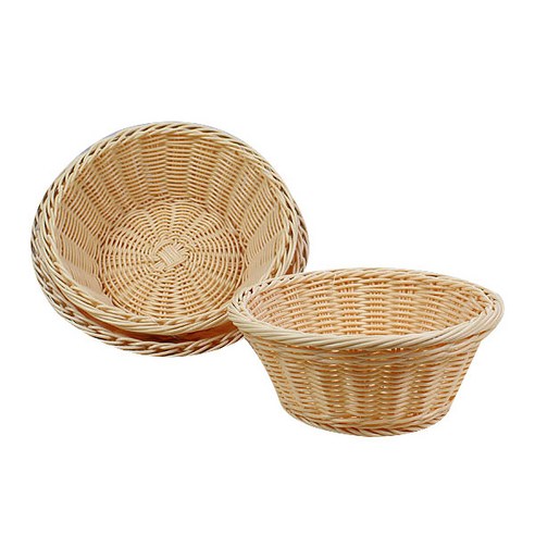 조은친구 pp라탄바구니 미니라운드바구니, 중 지름20x높이7.5cm, 연베이지, 1개