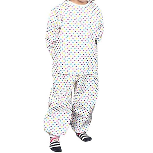 [플리에] 전신미술가운(투피스)_색색하트, 화이트