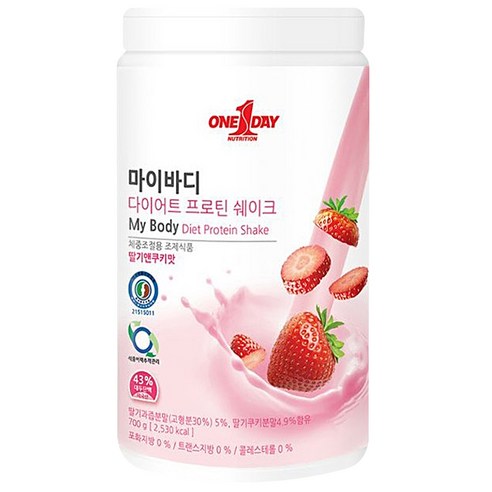 원데이뉴트리션 마이바디 다이어트 프로틴 쉐이크 딸기앤쿠키맛, 700g, 1개