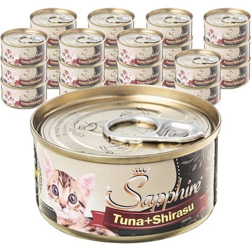 사파이어 그레이비 고양이 간식캔, 참치 + 치어맛, 24개