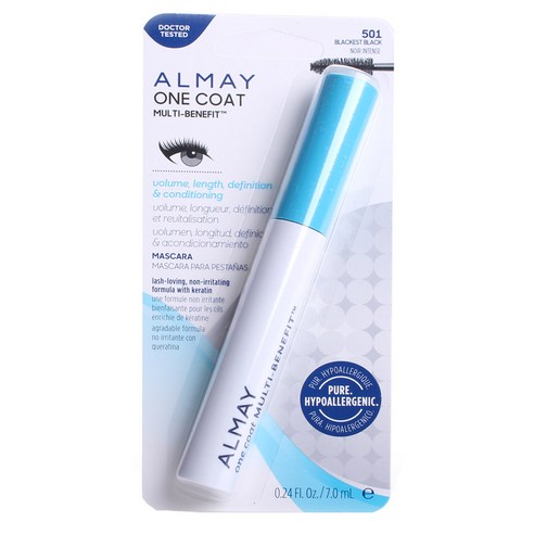 Almay 원 코트 멀티-베네피트 마스카라 7ml, Blackest Black, 1개