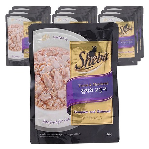쉬바 파우치 고양이 간식, 생선, 10팩, 70g