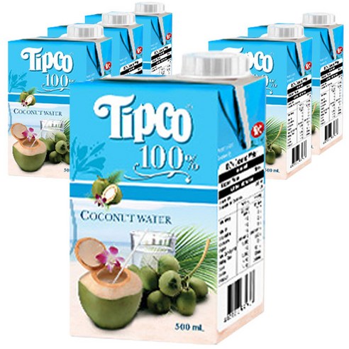 팁코 코코넛 워터, 500ml, 6개