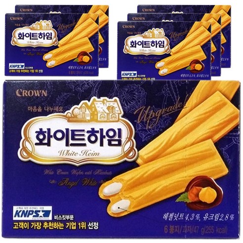 크라운 화이트 하임 과자, 47g, 6개