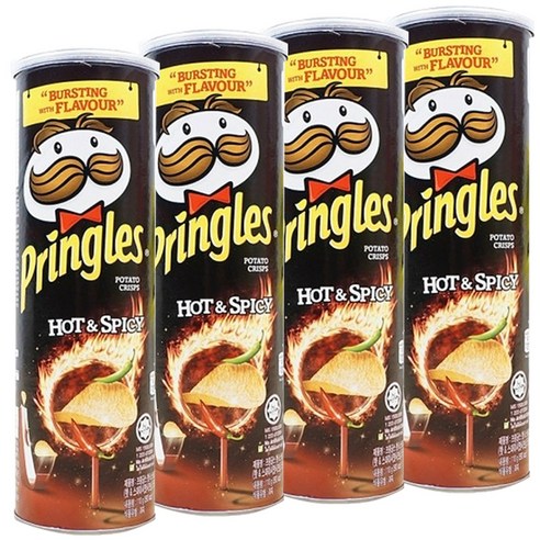프링글스 핫 & 스파이시 감자칩, 110g, 4개