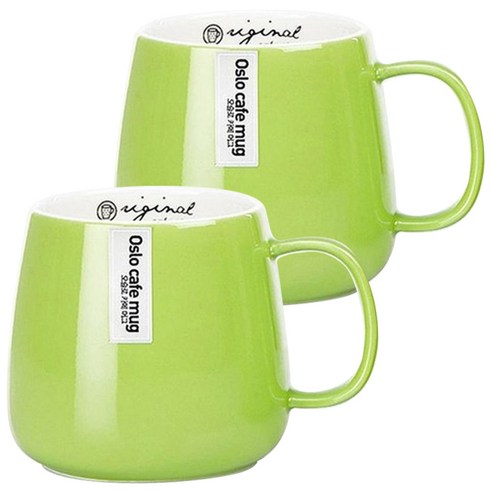 오슬로 카페 투톤 머그컵 240ml, 라임그린, 2개