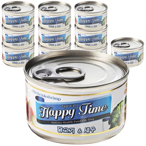 해피타임 강아지 캔, 닭고기 + 새우 혼합맛, 11개