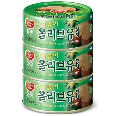 동원 황다랑어 올리브유 참치, 100g, 3개