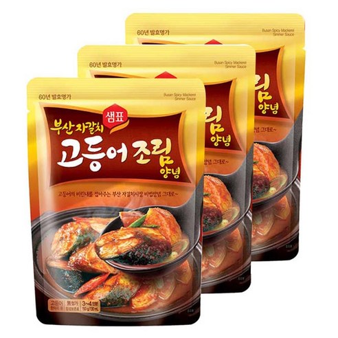 샘표 부산자갈치 고등어조림 양념, 150g, 3개