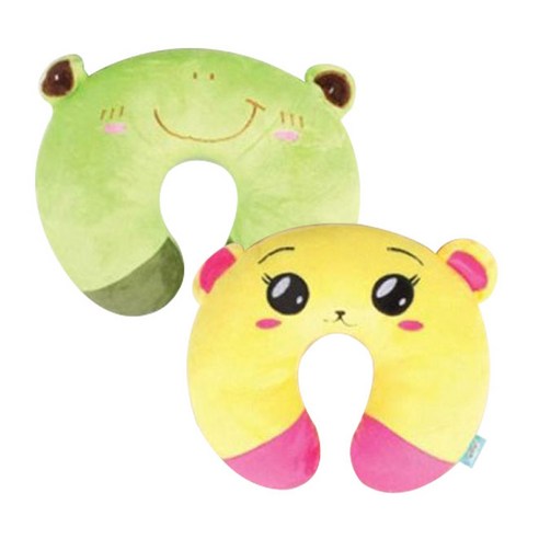 CL마켓 폴리 캐릭터동물 목쿠션, 노랑고양이 + 초록개구리