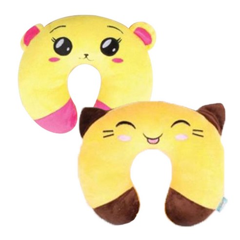 CL마켓 폴리 캐릭터동물 목쿠션, 노랑고양이 + 다람쥐