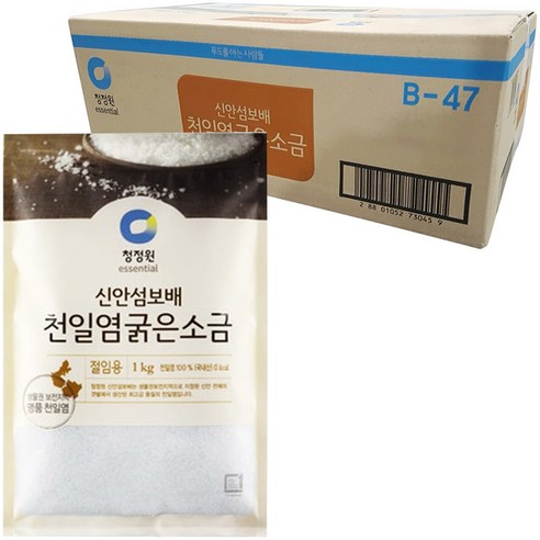 청정원 신안섬보배 천일염 굵은소금, 1kg, 12개