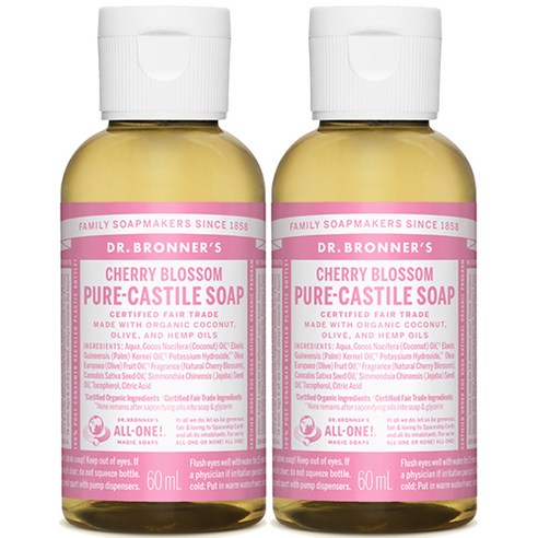닥터브로너스 체리블라썸 퓨어 캐스틸 솝, 60ml, 2개