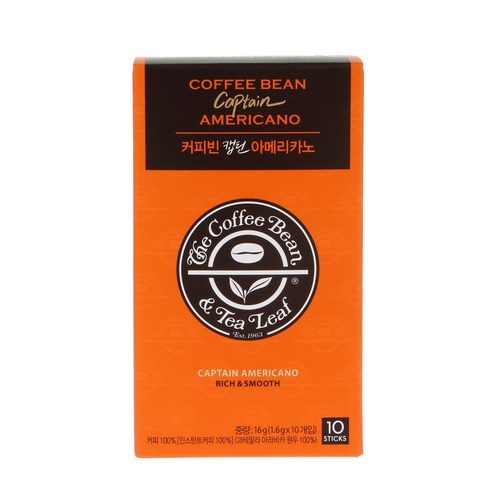 커피빈 캡틴 아메리카노 스틱커피, 1.6g, 10개