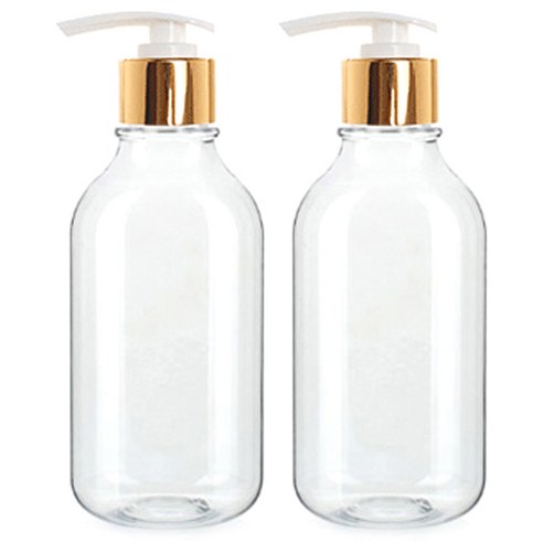 병도매닷컴 디스펜서 ARB520 투명 2p + 캡 골드 2p, 520ml, 1세트