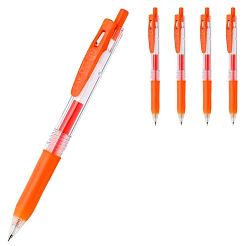 제브라 사라사 클립 볼펜 0.3mm JJH15, 레드오렌지, 5개