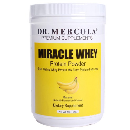 Dr. Mercola 미라클 웨이 프로테인 파우더, 454g, Banana