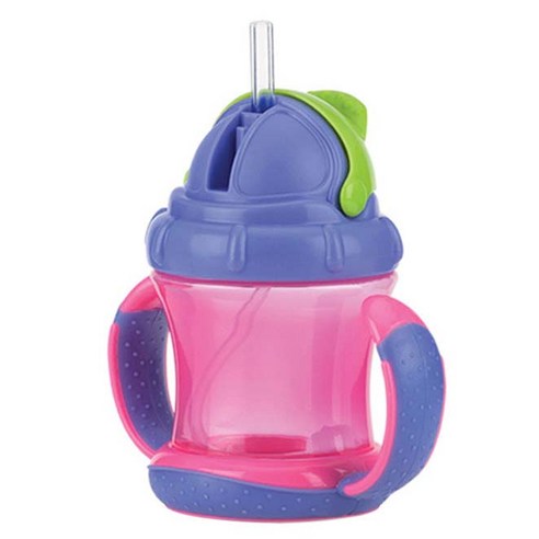 누비 추달린 빨대컵 210ml, 핑크, 1개