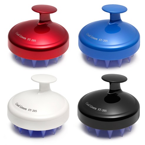 쿨그린 ST-205 샴푸브러쉬 4p, 레드, 블루, 화이트, 블랙, 1세트