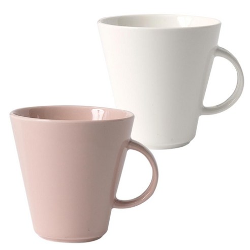 보울보울 어반데일리 머그 300 ml, 화이트, 핑크, 2개