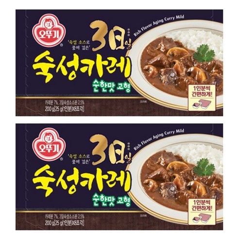 오뚜기 3일 숙성카레 순한맛 고형, 200g, 2개