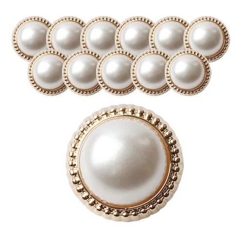 동대문단추왕 진주알 단추 11.5mm, 골드, 12개