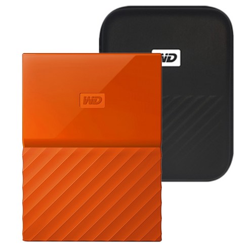 WD My Passport 휴대용 외장하드 + 파우치, 2TB, 오렌지