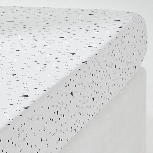 라흐두뜨 퍼케일면 멀티컬러 모티브 매트리스 커버, white + black