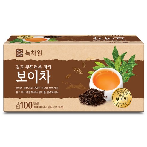 녹차원 보이차 티백, 0.9g, 100개입