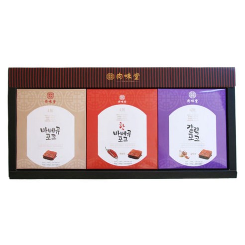 육미당 육포 3종 선물세트 + 쇼핑백, 토너 150ml + 에멀젼 150ml + 크림 50ml + 선물포장 + 쇼핑백, 1세트