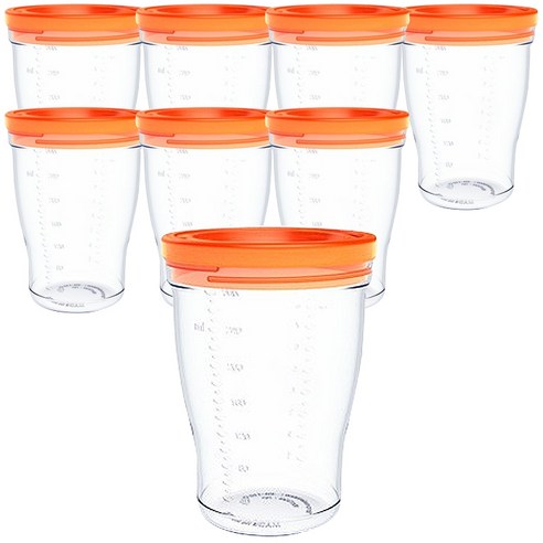 베베락 밀폐형 이유식 용기 280ml, 오렌지, 8개