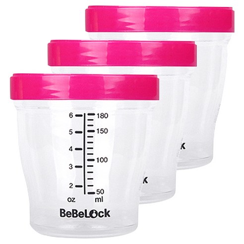 베베락 프리미엄 트라이탄 이유식 눈금형 밀폐용기 180ml, 핑크, 3개