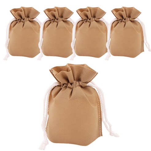 봄91 SYP 베이지 부직포 스탠드 복주머니 15 x 18 cm, 혼합 색상, 5개입