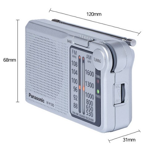파나소닉 AM FM 건전지식 휴대용 라디오 RF-P150D, 혼합 색상