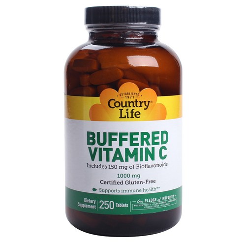 컨트리라이프 버퍼드 비타민 C 1000mg 타블렛 글루텐 프리 무설탕, 1개, 250정