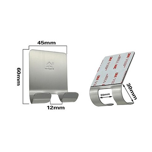 블럭마트 3M 강력부착 콘센트 면도기걸이, 실버, 1개